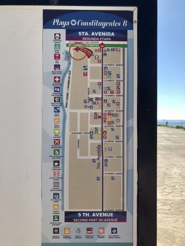 メキシコ プラヤデルカルメン市街中心部_お土産屋さん通り_現地にあったストリート地図