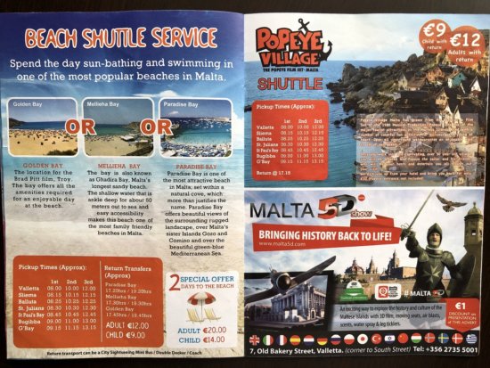 現地でもらったマルタの市内観光バスCity Sightseeing Malta Hop On Hop Off Busのパンフレット_オプショナルツアー