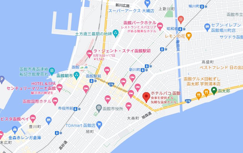ホテルパコ函館別亭地図_Googlemapキャプチャ