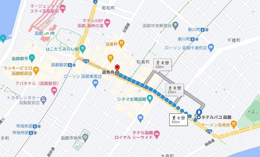 函館食べ歩き2日目の夕食_居酒屋 遊漁舟_Googlemapキャプチャ